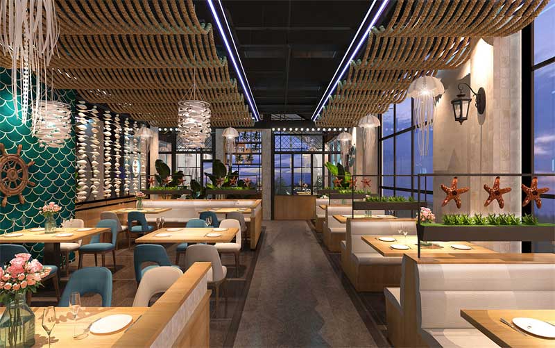 海洋主題餐廳設(shè)計(jì)，樂清鐵定鮮餐廳